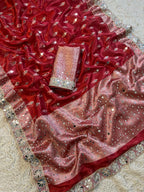 Teja - Glass Tissue Silk Saree with Handwork