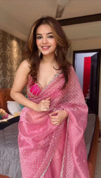 Neha 4 - Designer Tissue Organza Saree with handwork