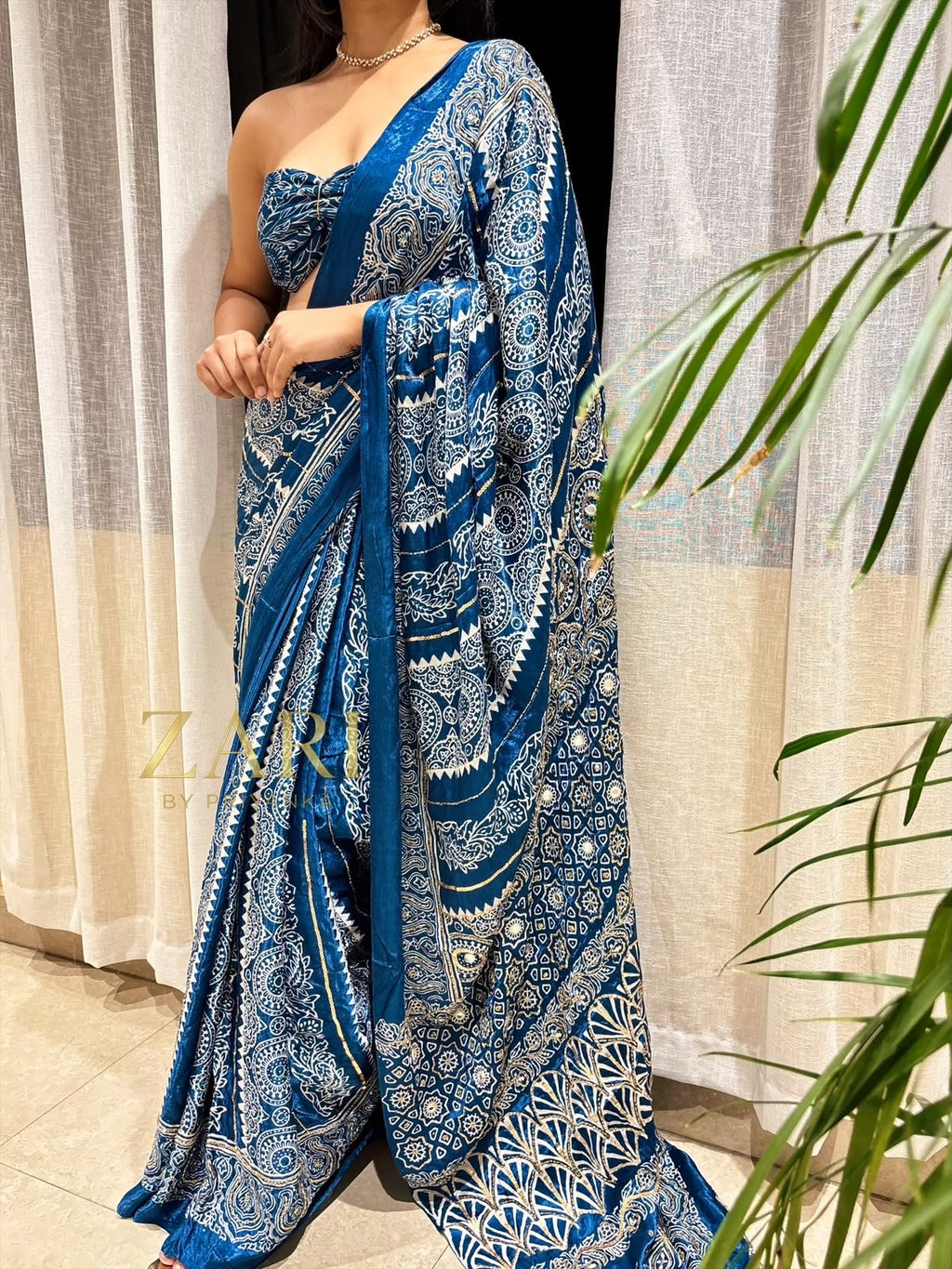 Yalina | Handcrafted Ajrakh Couture Saree