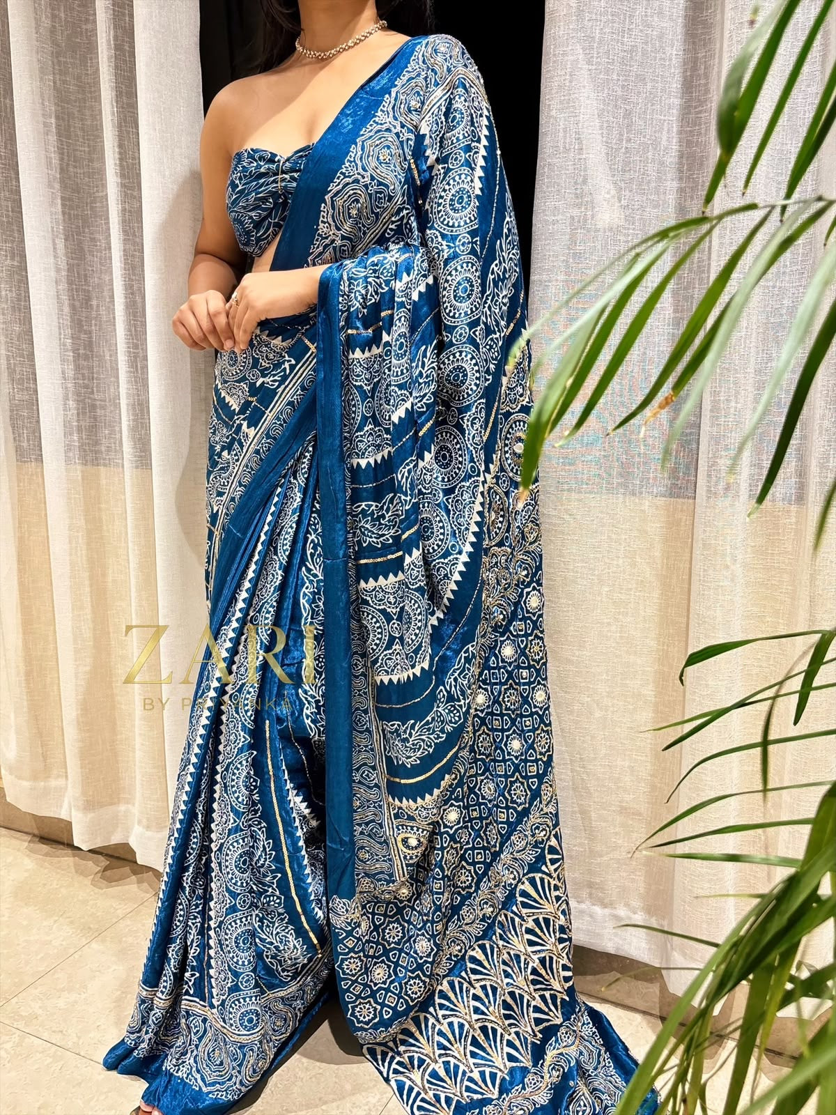 Yalina | Handcrafted Ajrakh Couture Saree