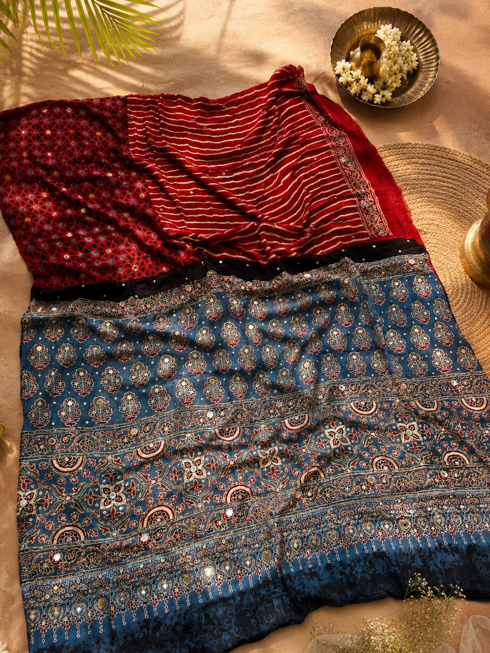 Anoor - Designer Ajrakh Handworked Saree