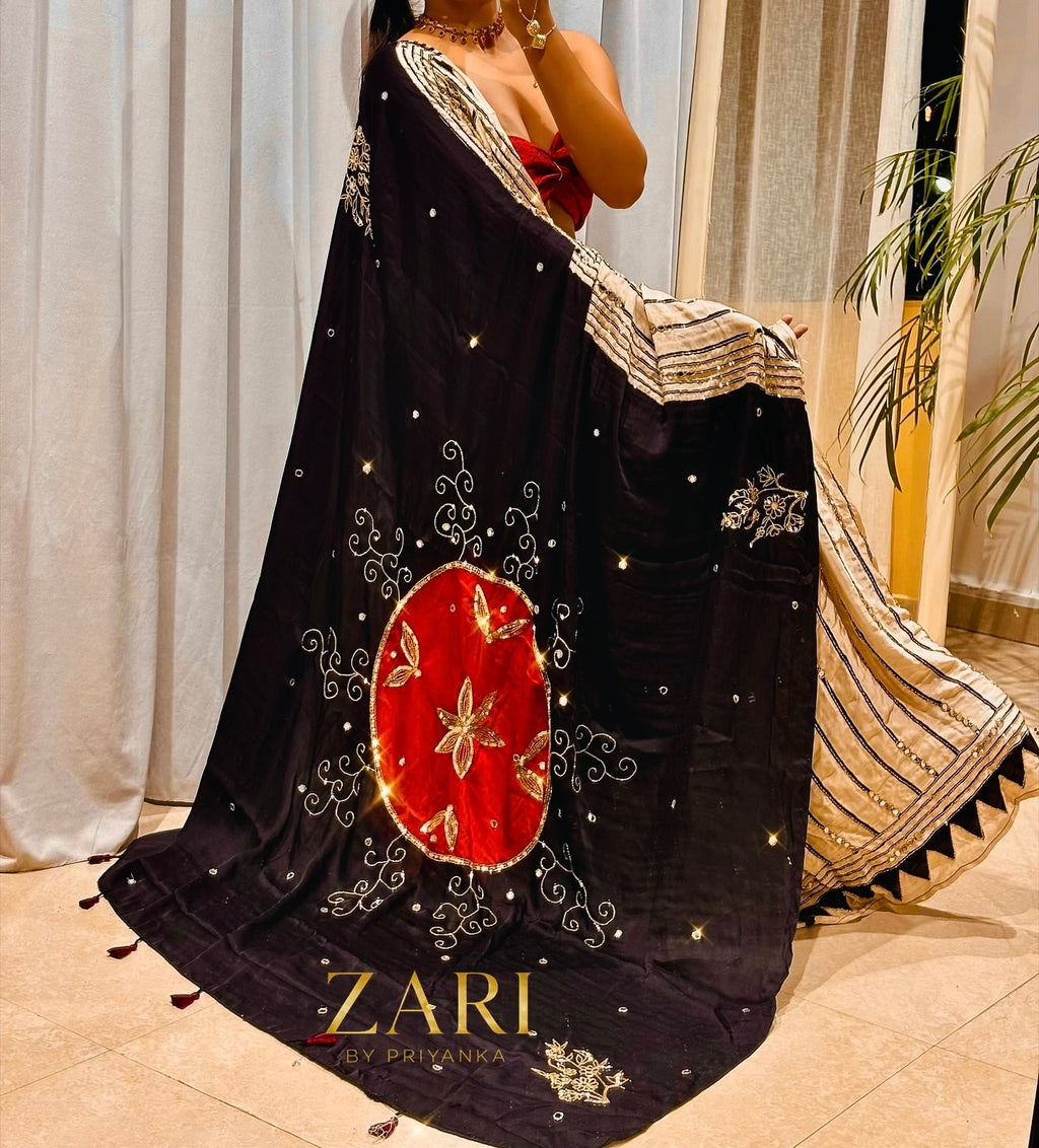 Shaza | Handcrafted Ajrakh Couture Saree
