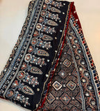 SIMA | Maroon Handcrafted Ajrakh Bandhej Couture Saree