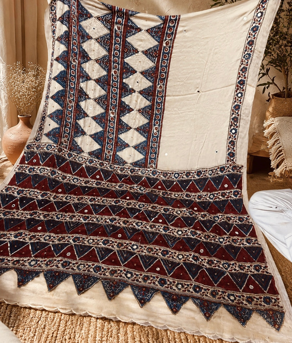 Heeriya - Designer Ajrakh Handworked Saree