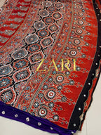 Kumkum | Handcrafted Ajrakh Bandhej Couture Saree [Dispatch from September 15th]