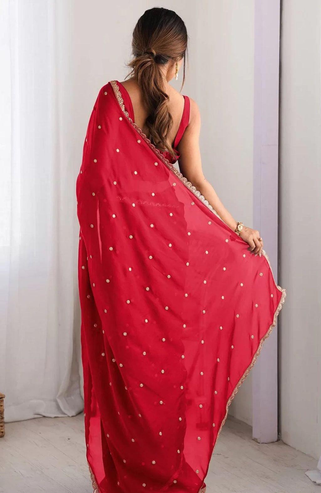 Arti - Georgette Blend Saree with Embellishments