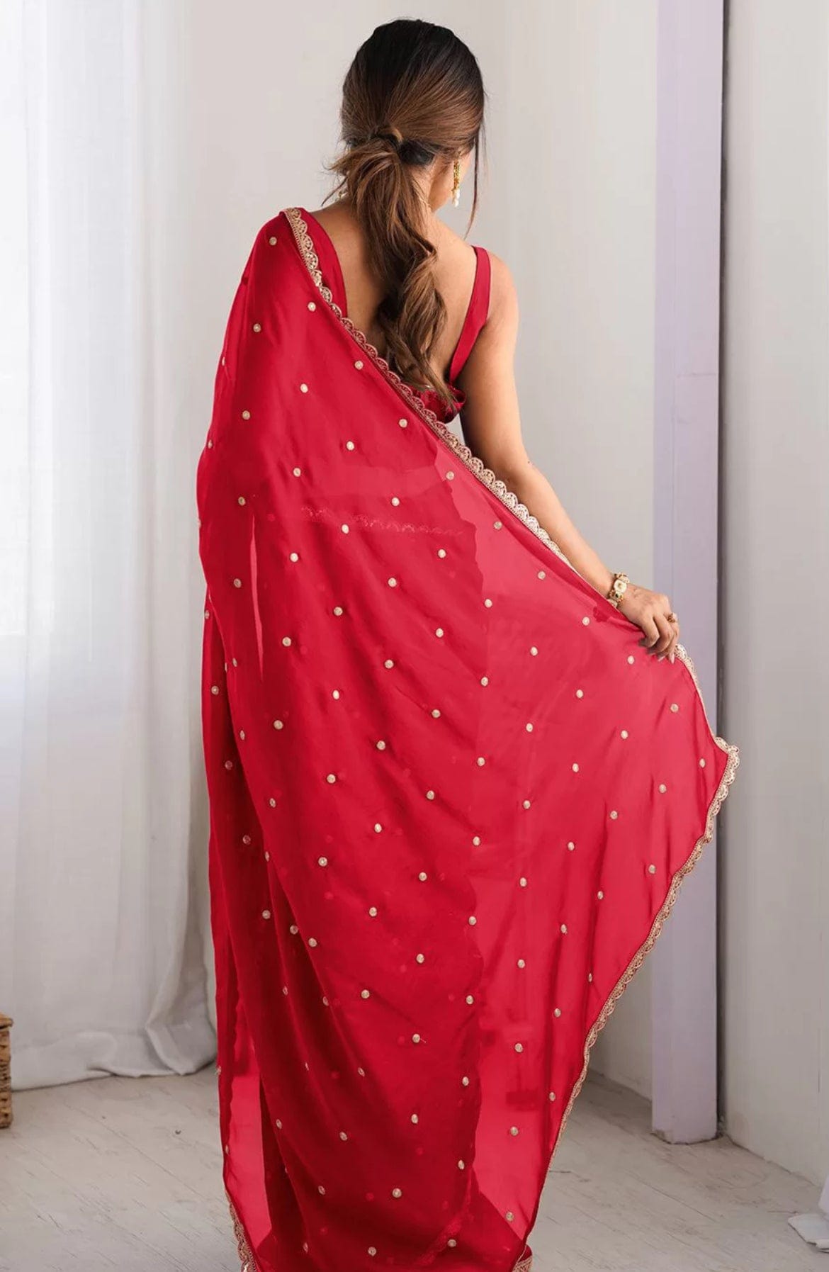 Arti - Georgette Blend Saree with Embellishments