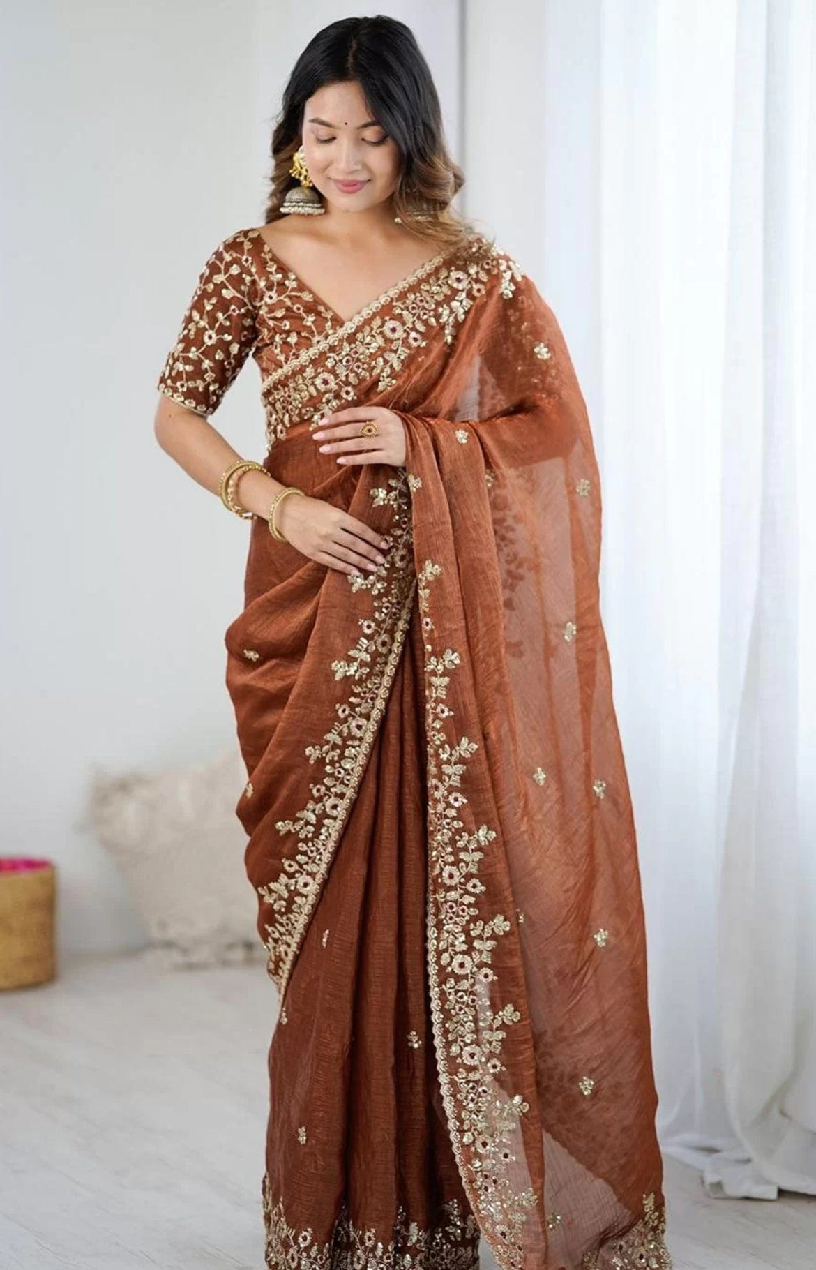 Arti - Chiffon Saree with Sequin & Embellishment Work