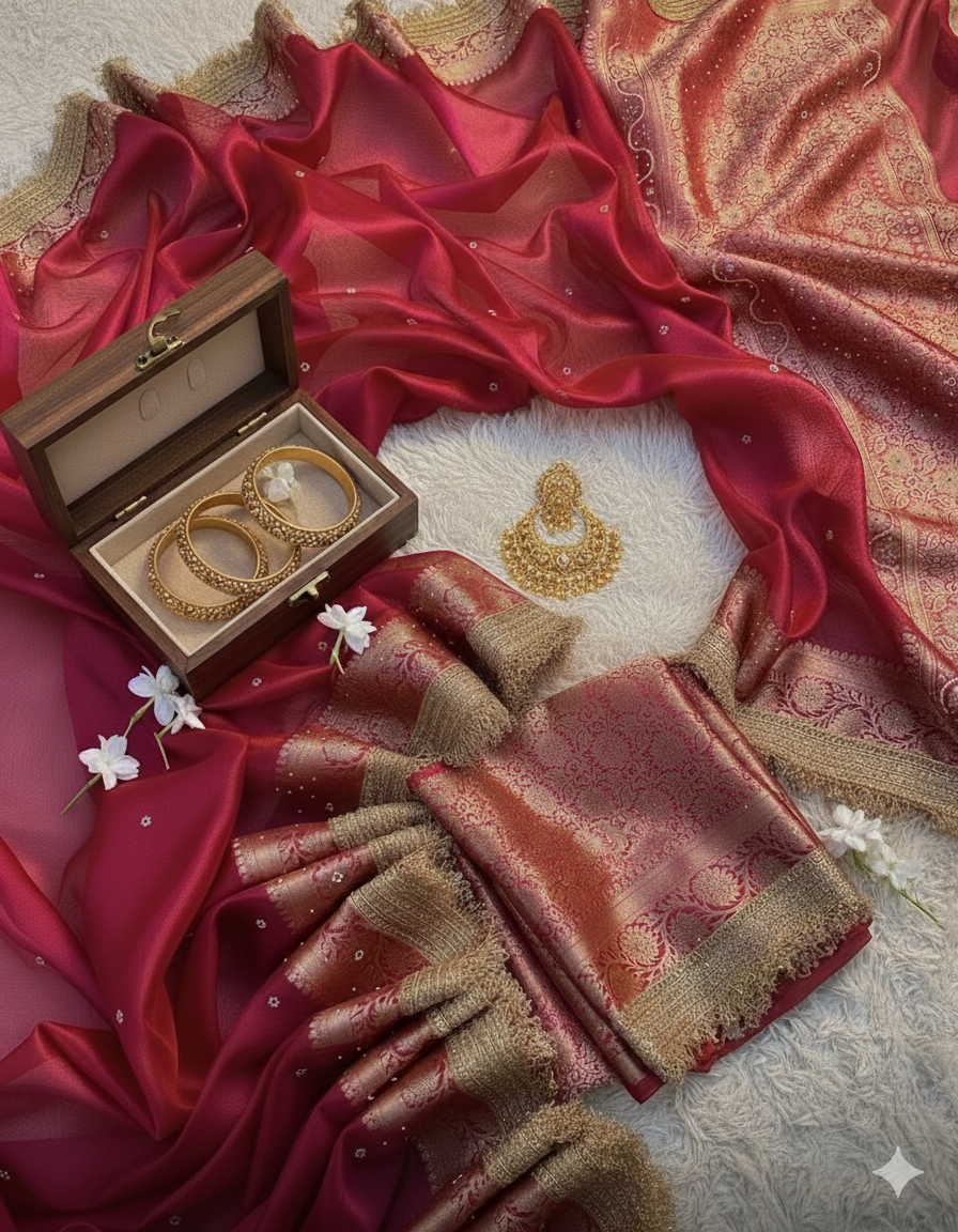 Henna - Banarasee Tissue Handwork Saree