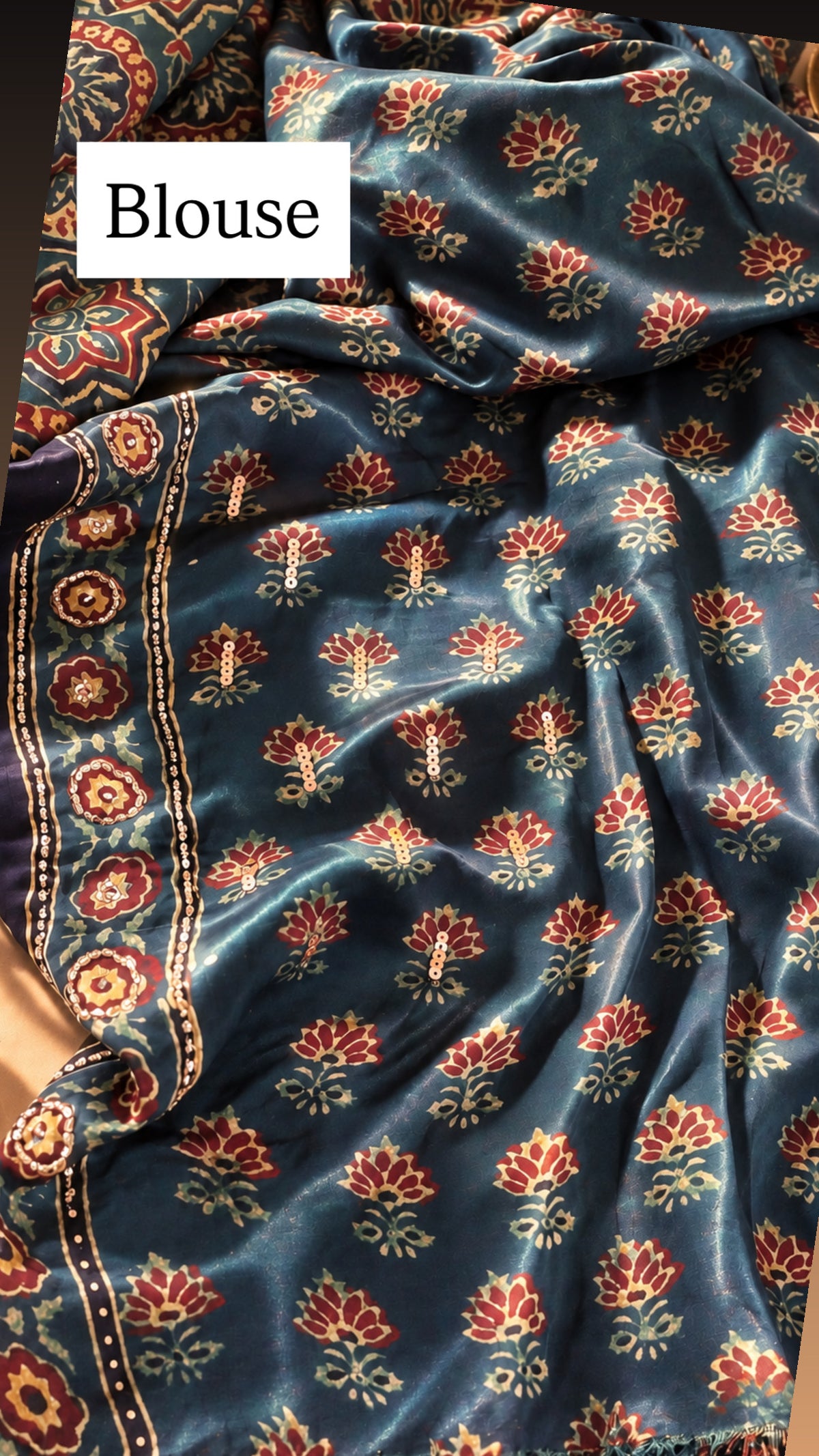 GUL | Handcrafted Ajrakh Couture Saree with Heavy Handwork [Ready to Dispatch]