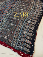 Kalki | Handcrafted Ajrakh Bandhej Couture Saree [Dispatch from September 15th]