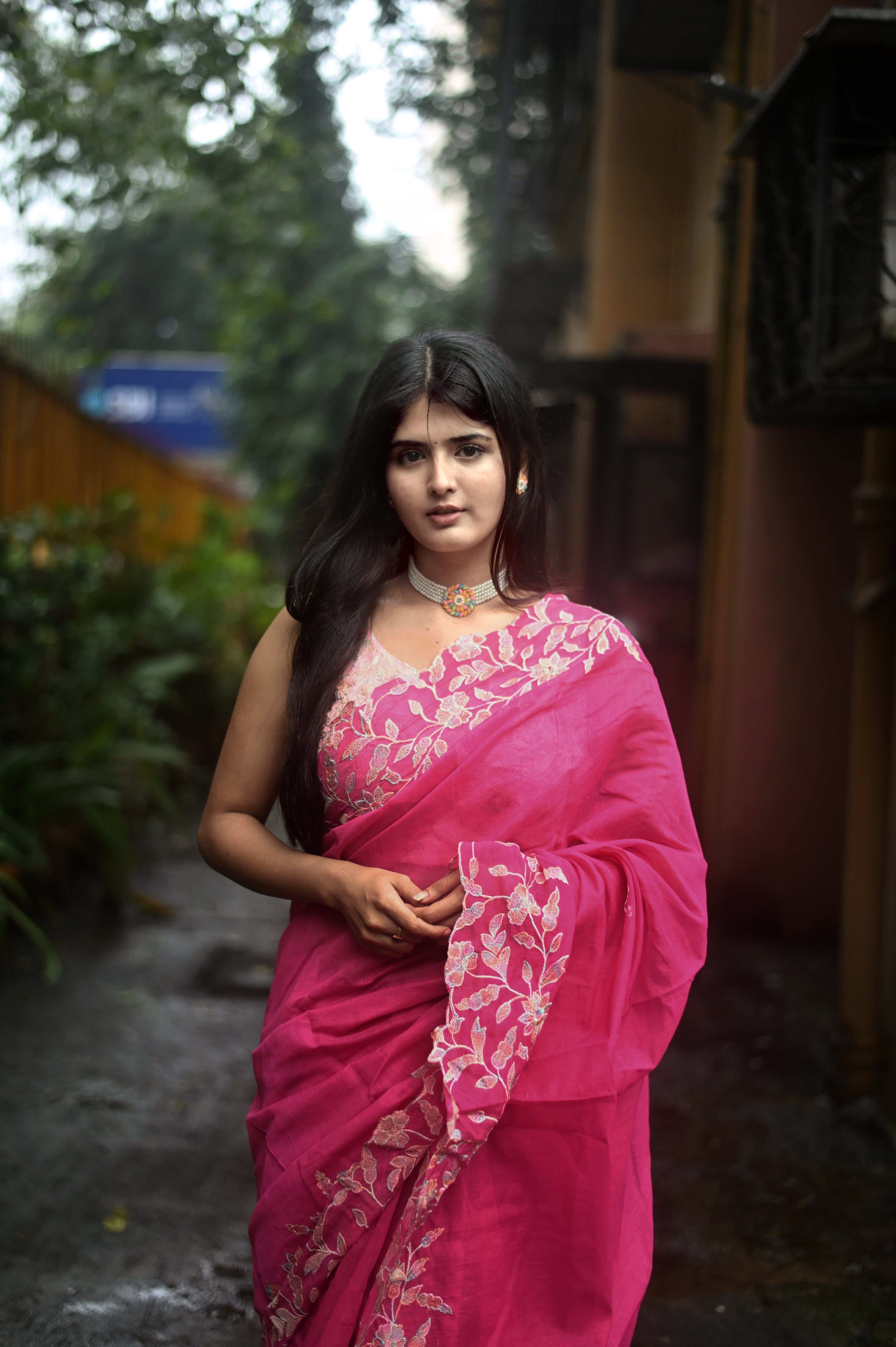 Divya - Premium Chanderi Saree with Multi-Thread Embroidery