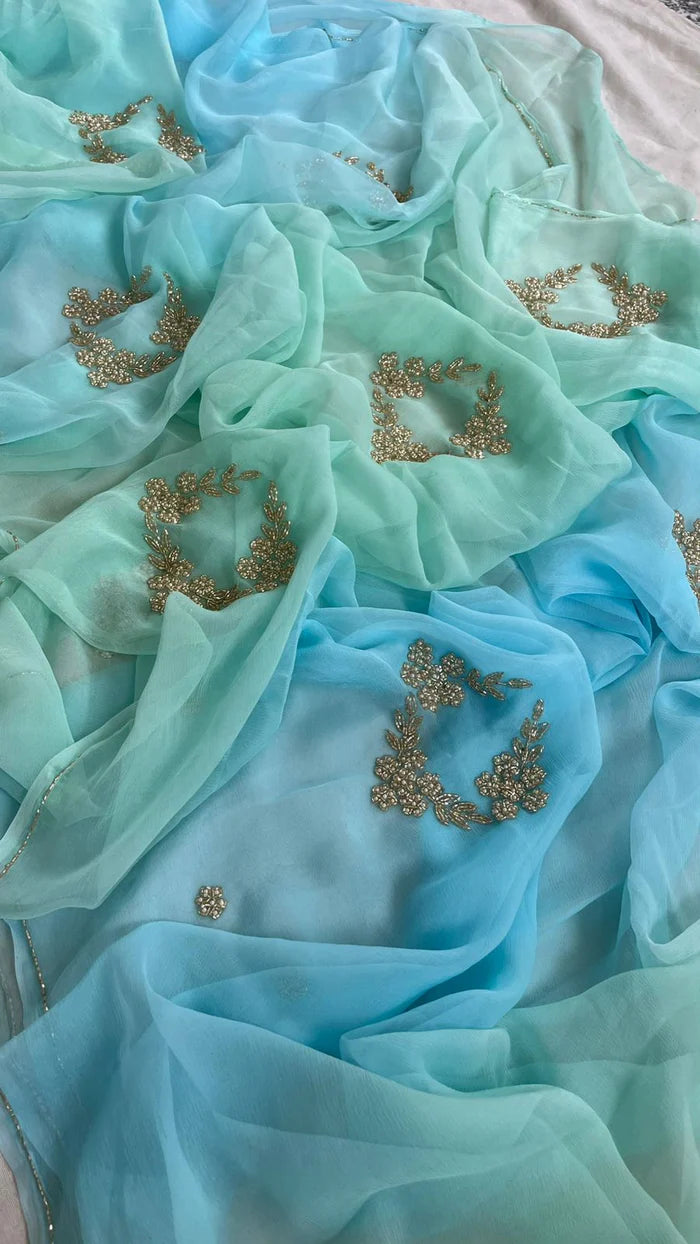 Avaria - Pure Chiffon Saree with Handwork