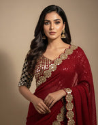 Sharvari - Designer Georgette Saree with Mirror work