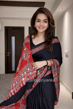 Trisha -  Designer Pure Modal Ajrakh Mirror saree