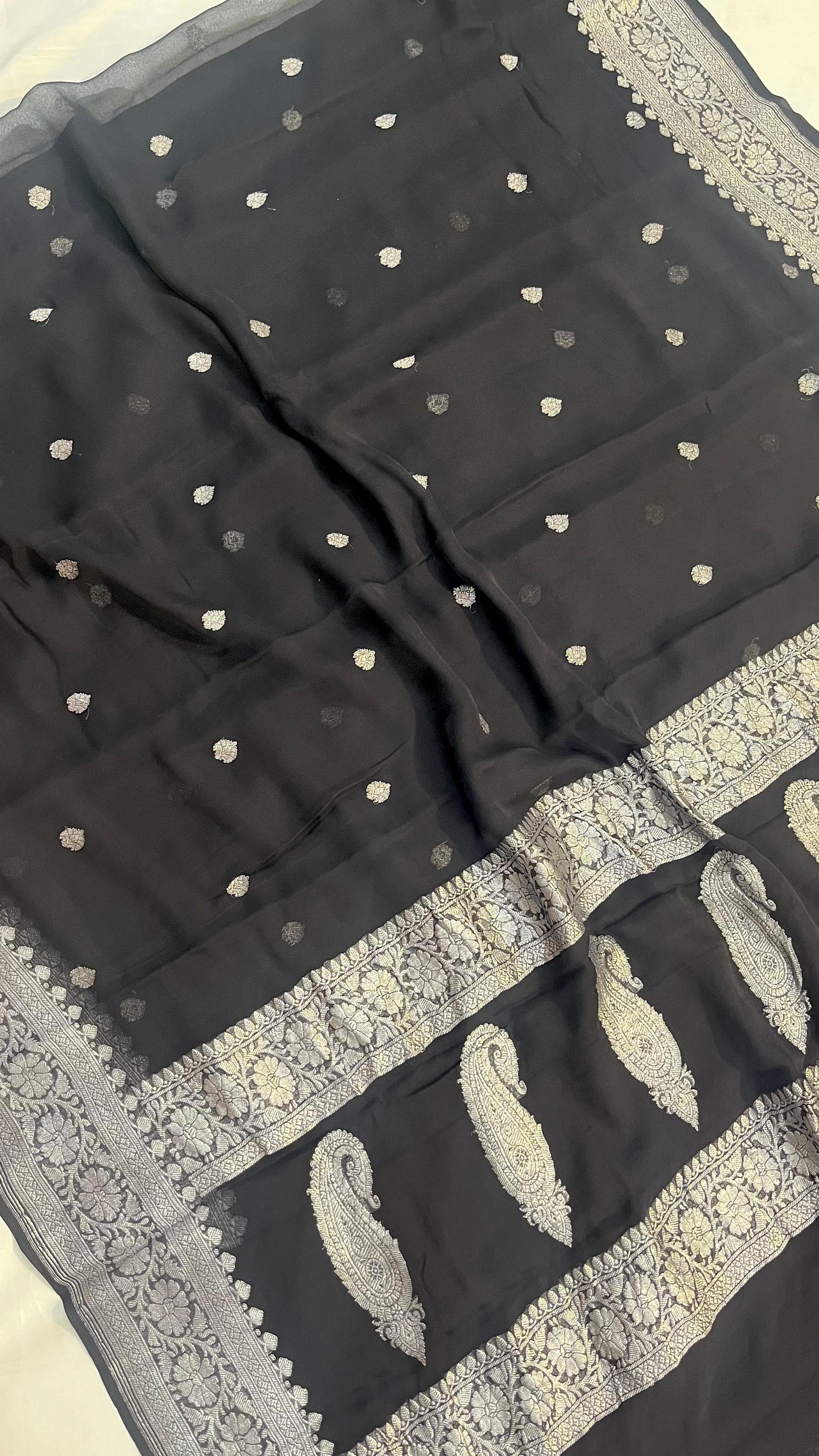 Avra - Banarasi Pure Khaddi Georgette Kadwa Saree