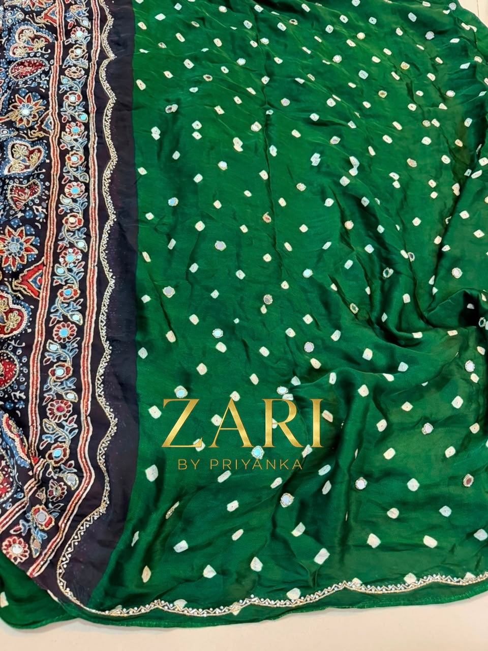 Sima | Handcrafted Ajrakh Bandhej Couture Saree [Dispatch from September 15th]