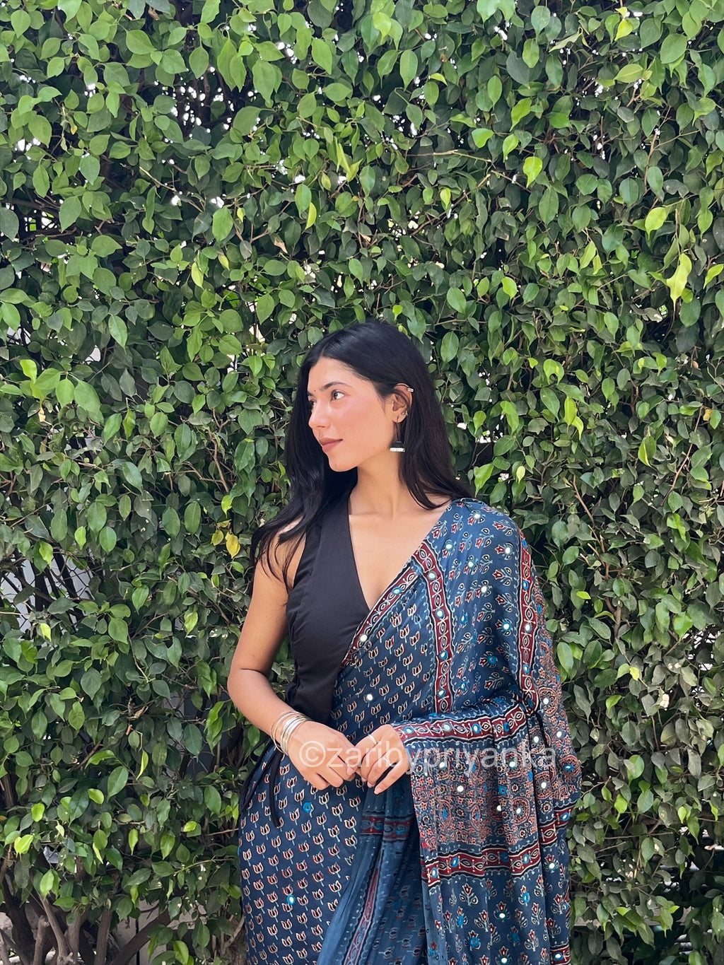 Tripthi - Pure Modal Hand stitched Mirror Designer Saree