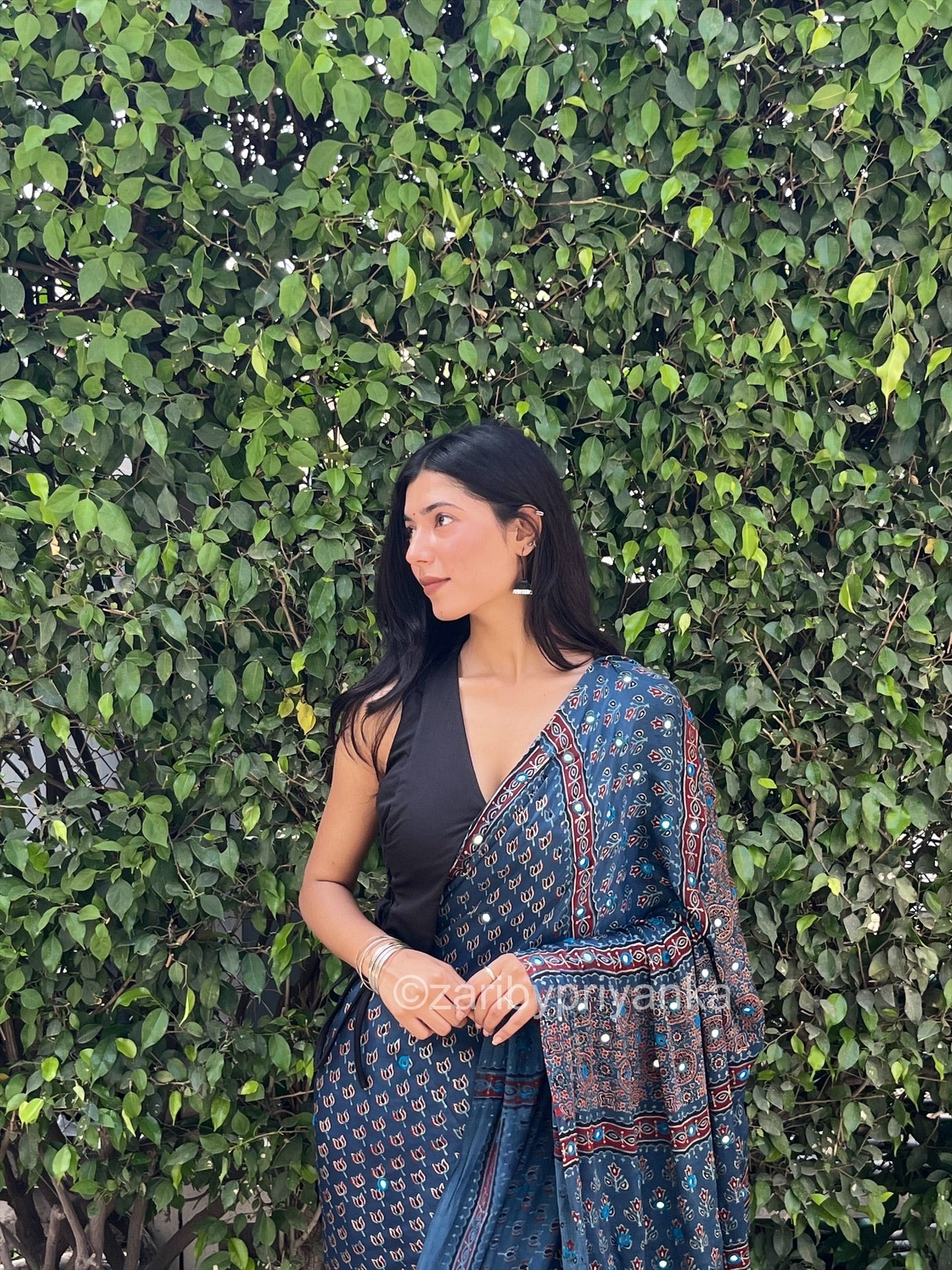 Tripthi - Pure Modal Hand stitched Mirror Designer Saree