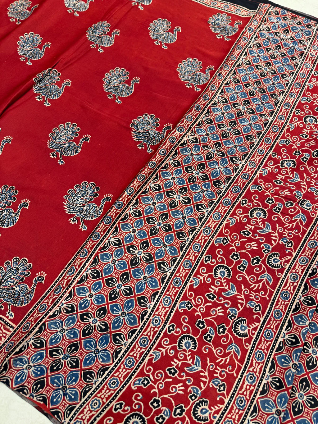 Gulnar - Pure Modal Ajrakh saree
