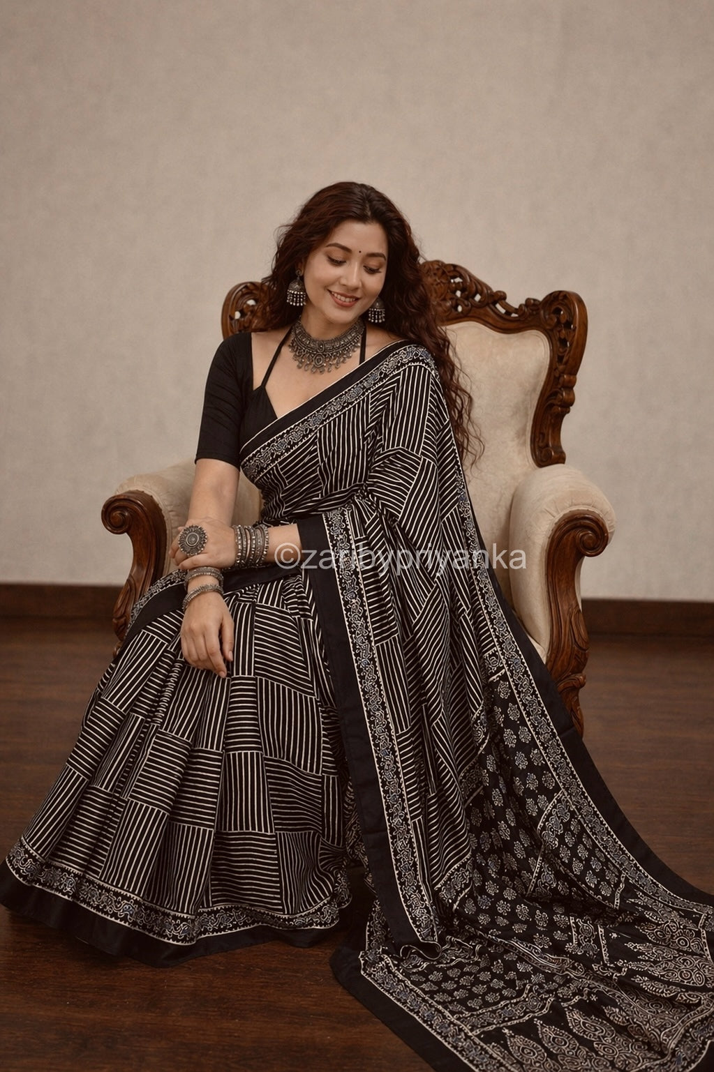 Kamini  - Pure Modal Ajrakh saree