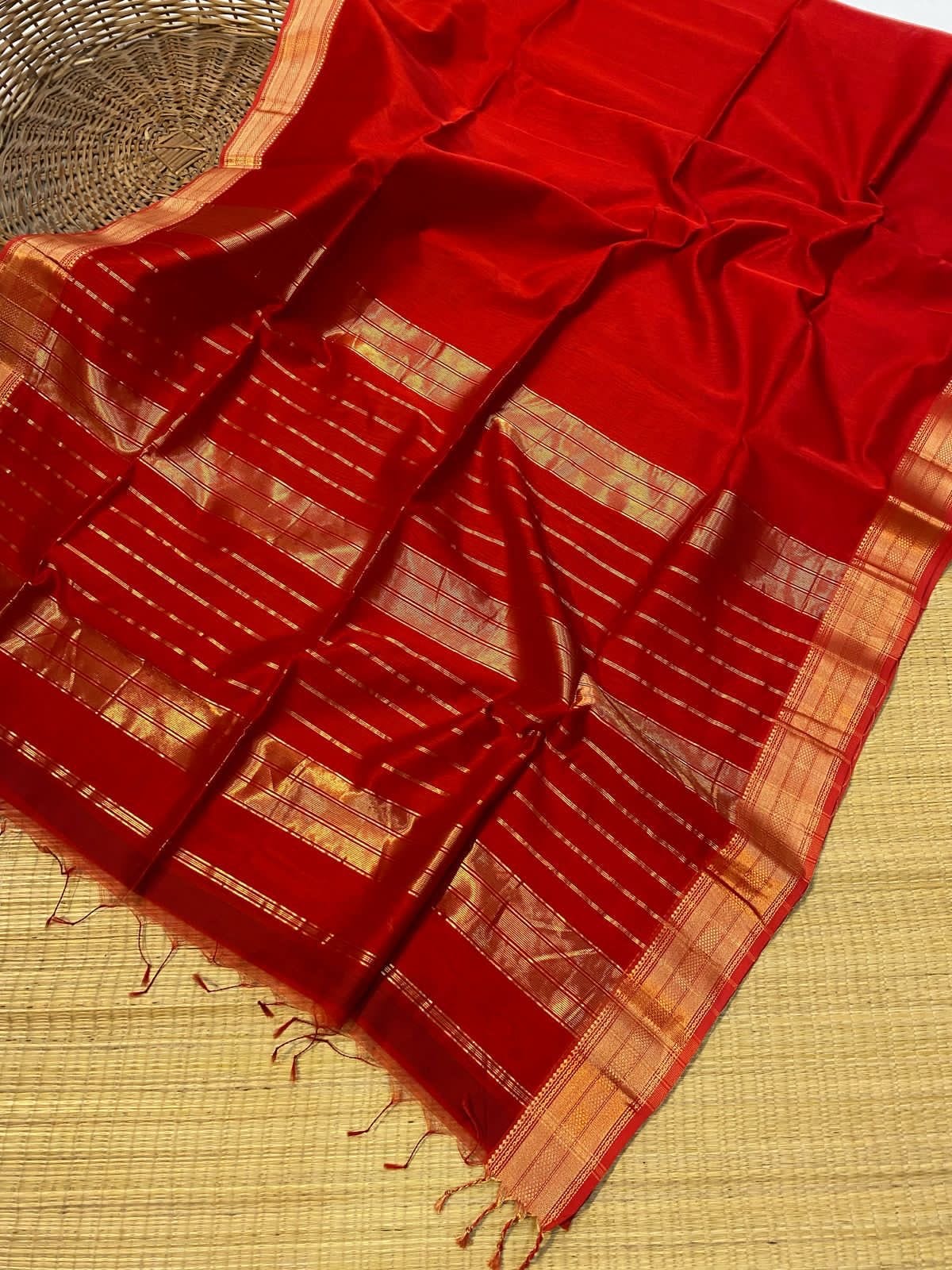 Diya Maheshwari Handloom Jari Chatai Border Saree