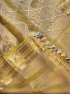 Zaara - Pure Metallic Tissue Banarasi Saree with Katan Border & Embroidery Jaal