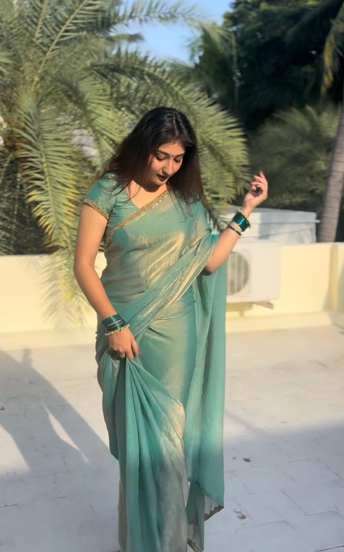 Tatva - Soft Crepe Silk Saree with Handwork