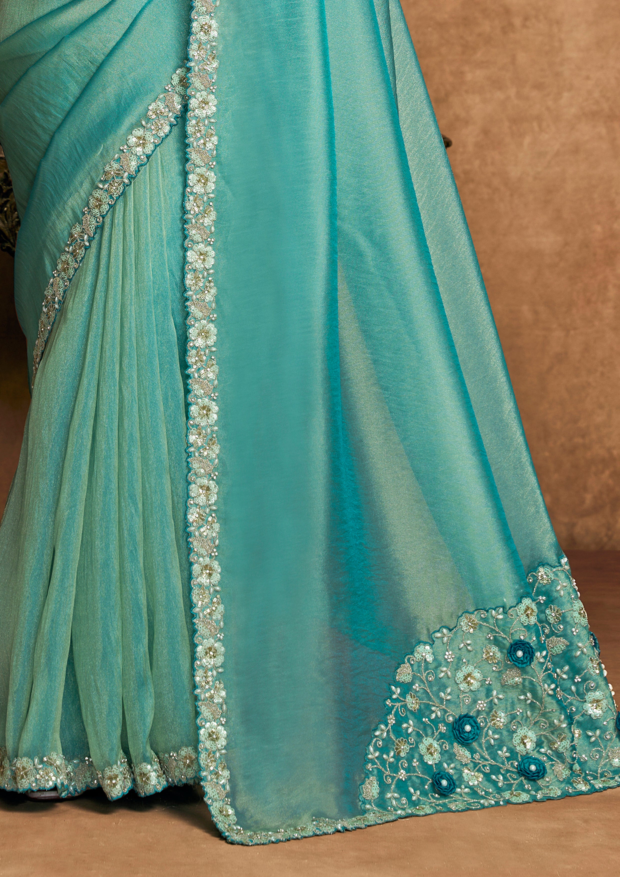 Malina - Designer Organza Satin Silk Saree