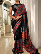 Sindoor  - Pure Modal Ajrakh saree
