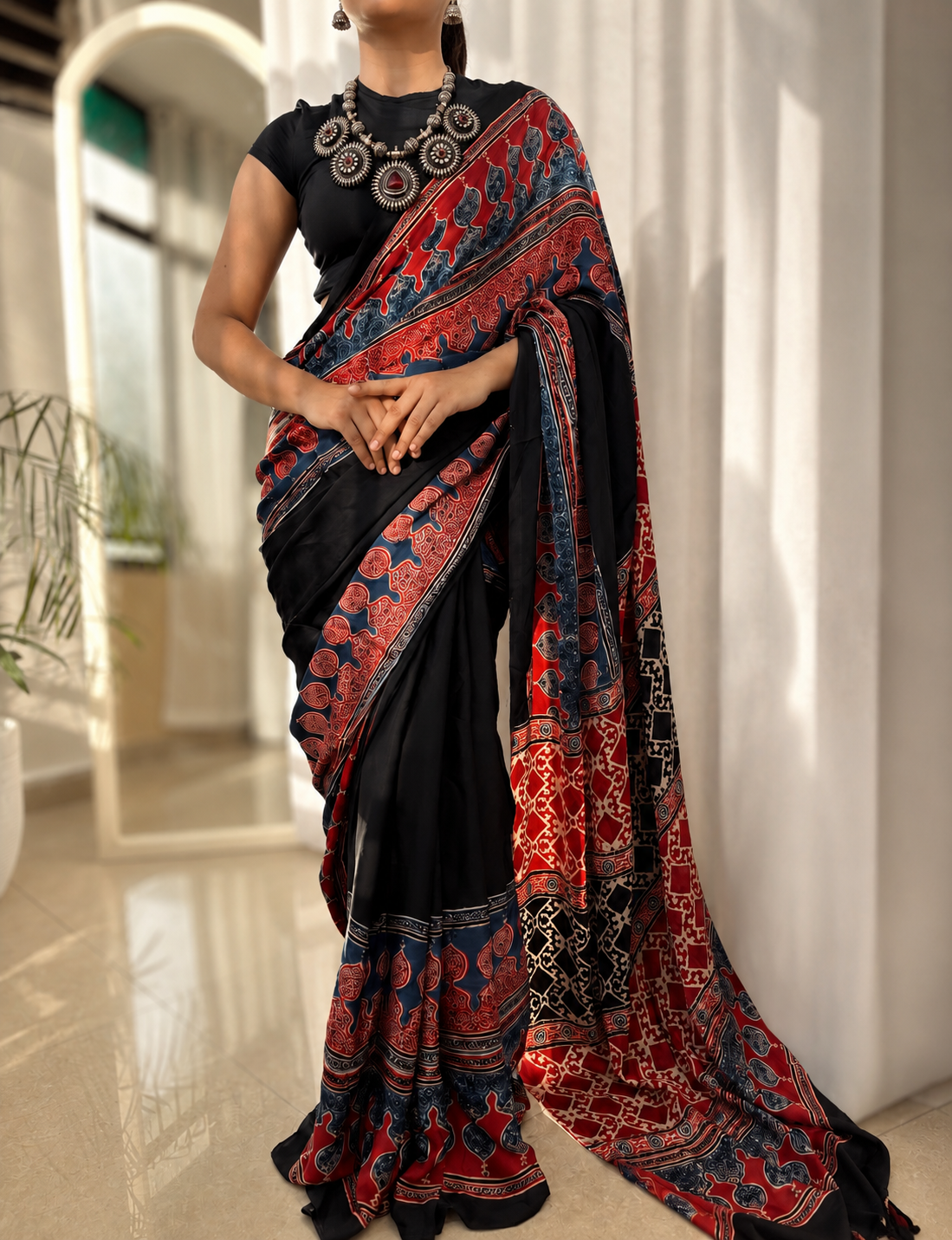 Sindoor  - Pure Modal Ajrakh saree