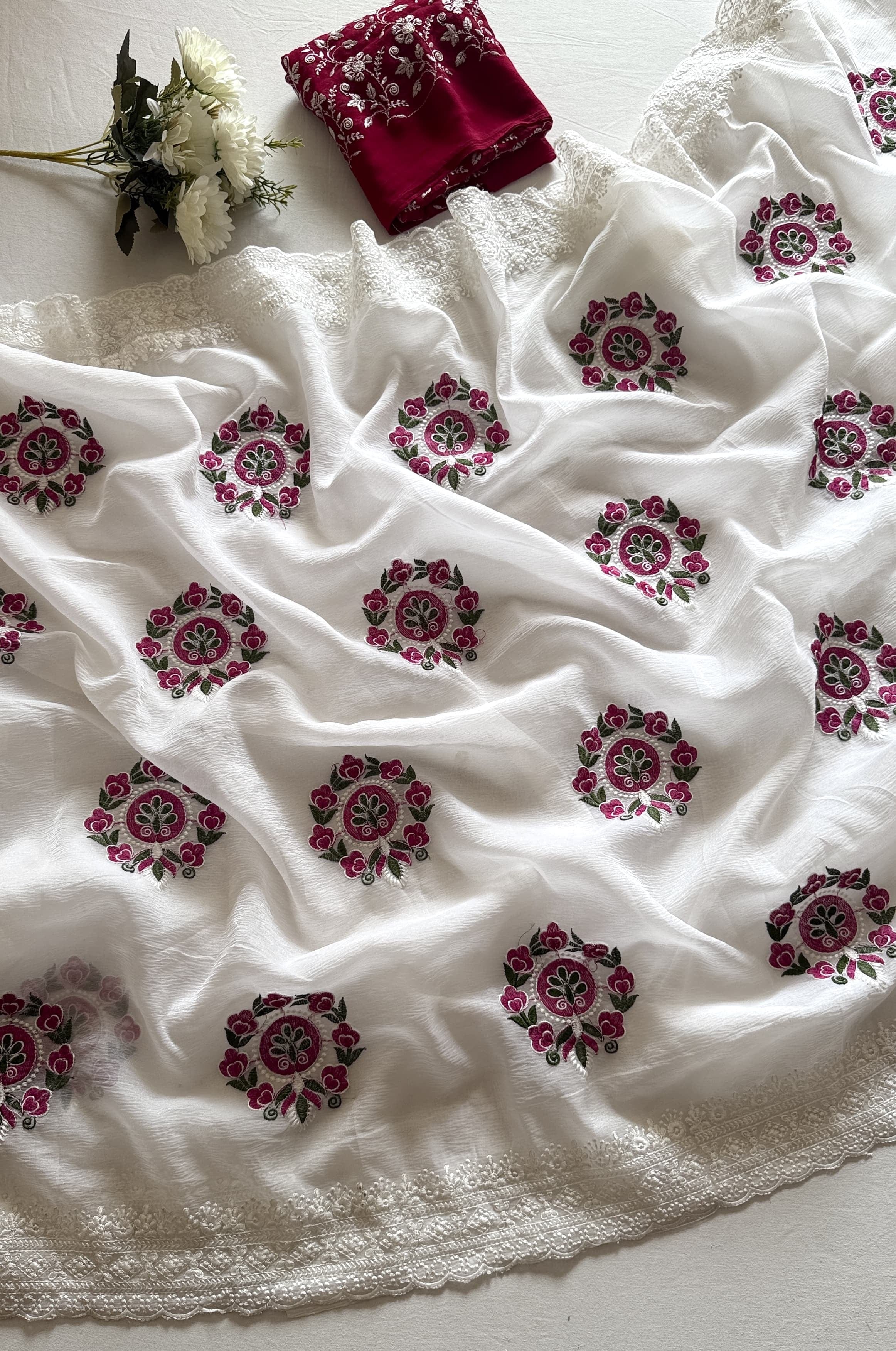 Hira - Chiffon Saree with Contrast Blouse