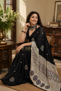 Diva | Handcrafted Ajrakh Couture Saree [Ready to Dispatch]