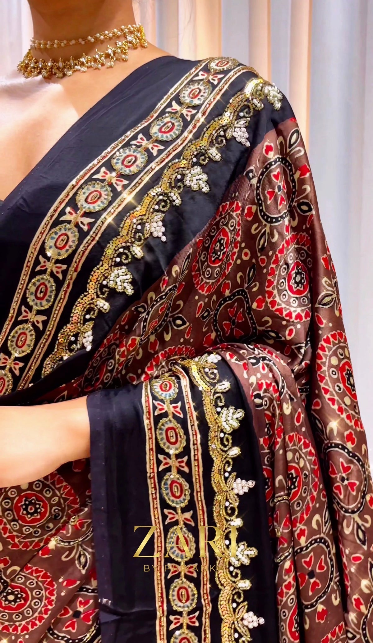 Tilak | Handcrafted Ajrakh Couture Saree