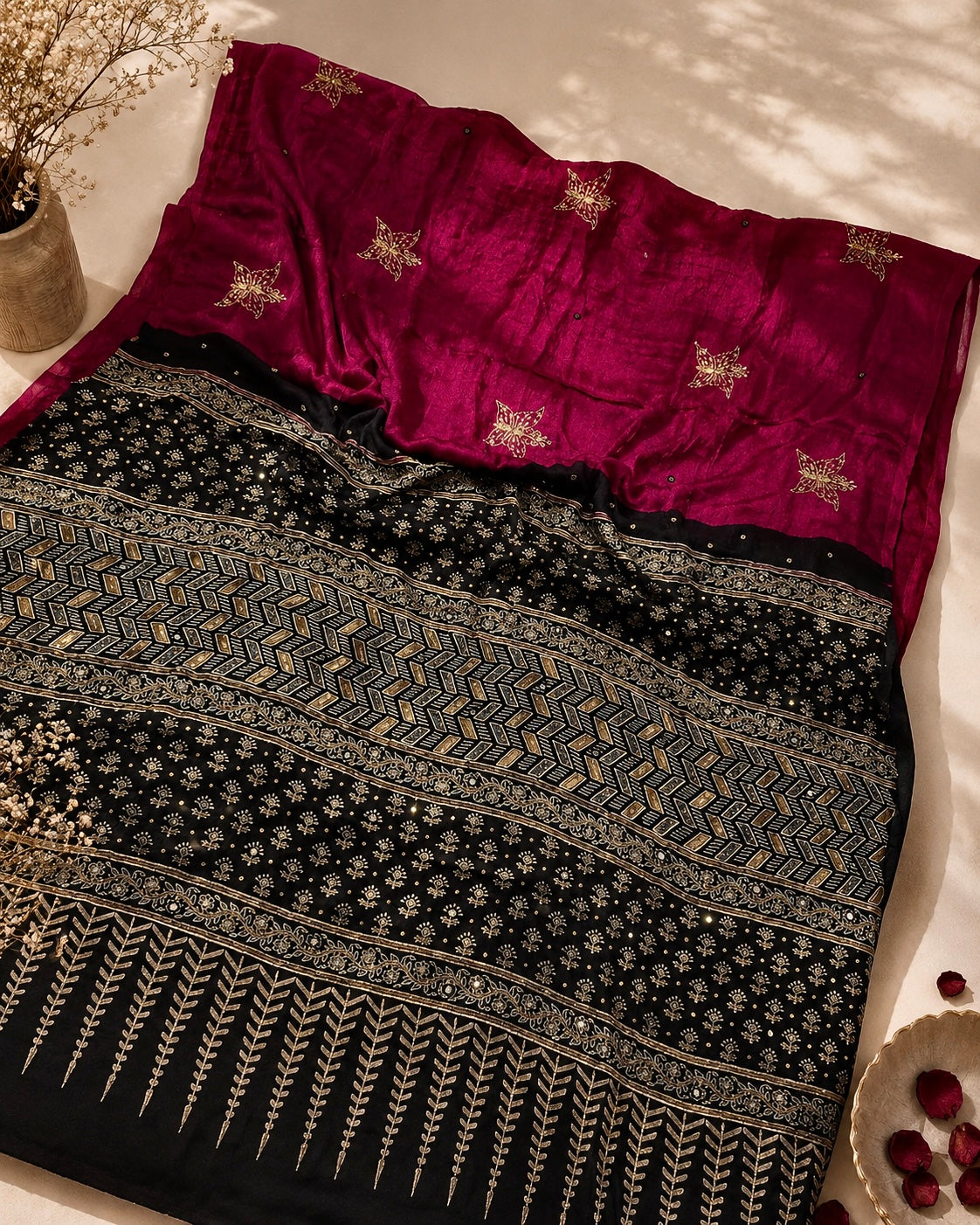 Asmita - Designer Ajrakh Handworked Saree