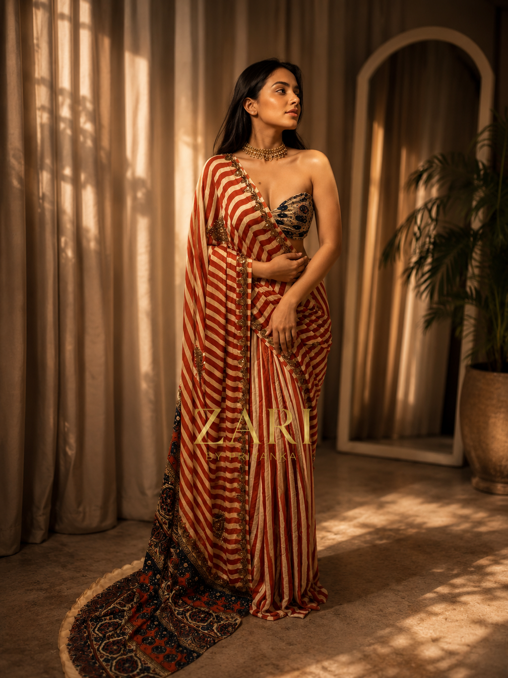 Hayat | Handcrafted Ajrakh Couture Saree [Ready to Dispatch]