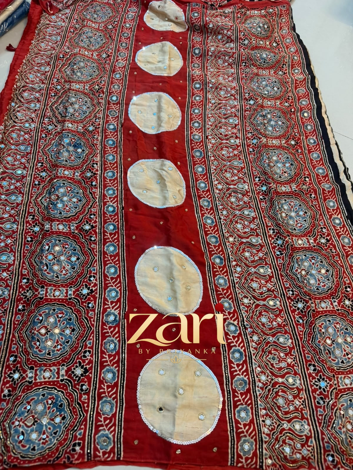 Kriti | Handcrafted Ajrakh Couture Saree