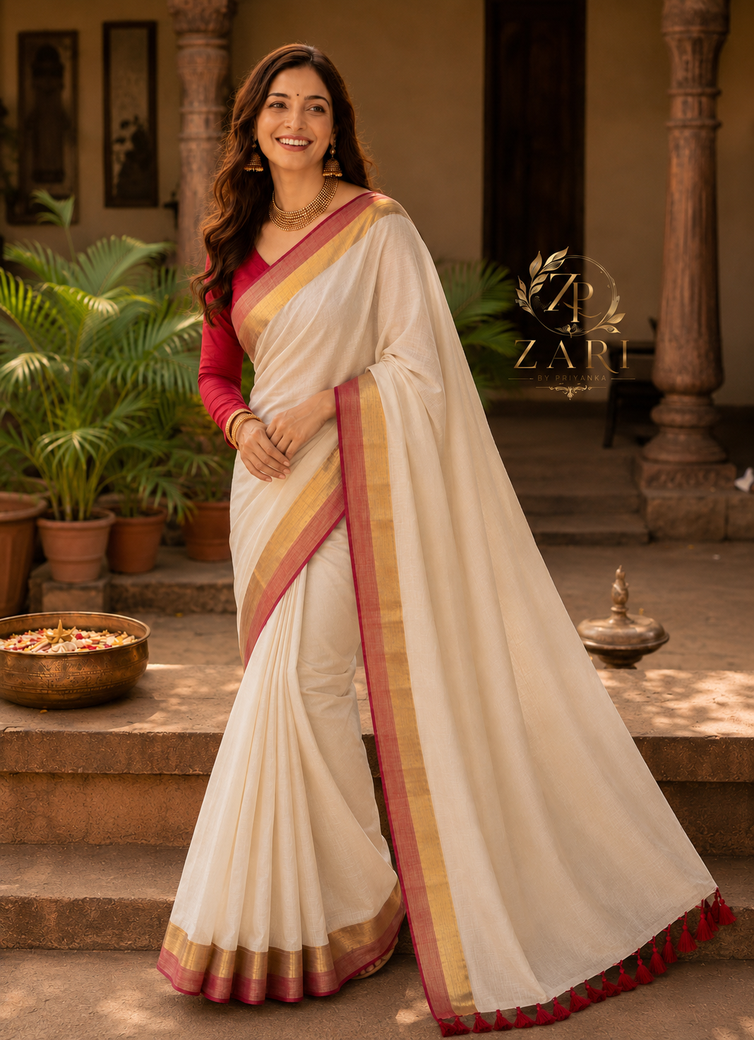 Varsha - 120 Mul Mul Handloom Cotton Saree