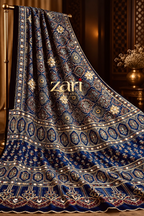 GUL | Handcrafted Ajrakh Couture Saree with Heavy Handwork [Ready to Dispatch]