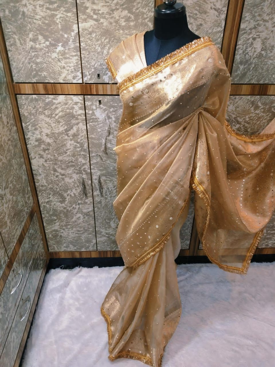 Mumtaz - Glass Tissue Silk Saree with Handwork
