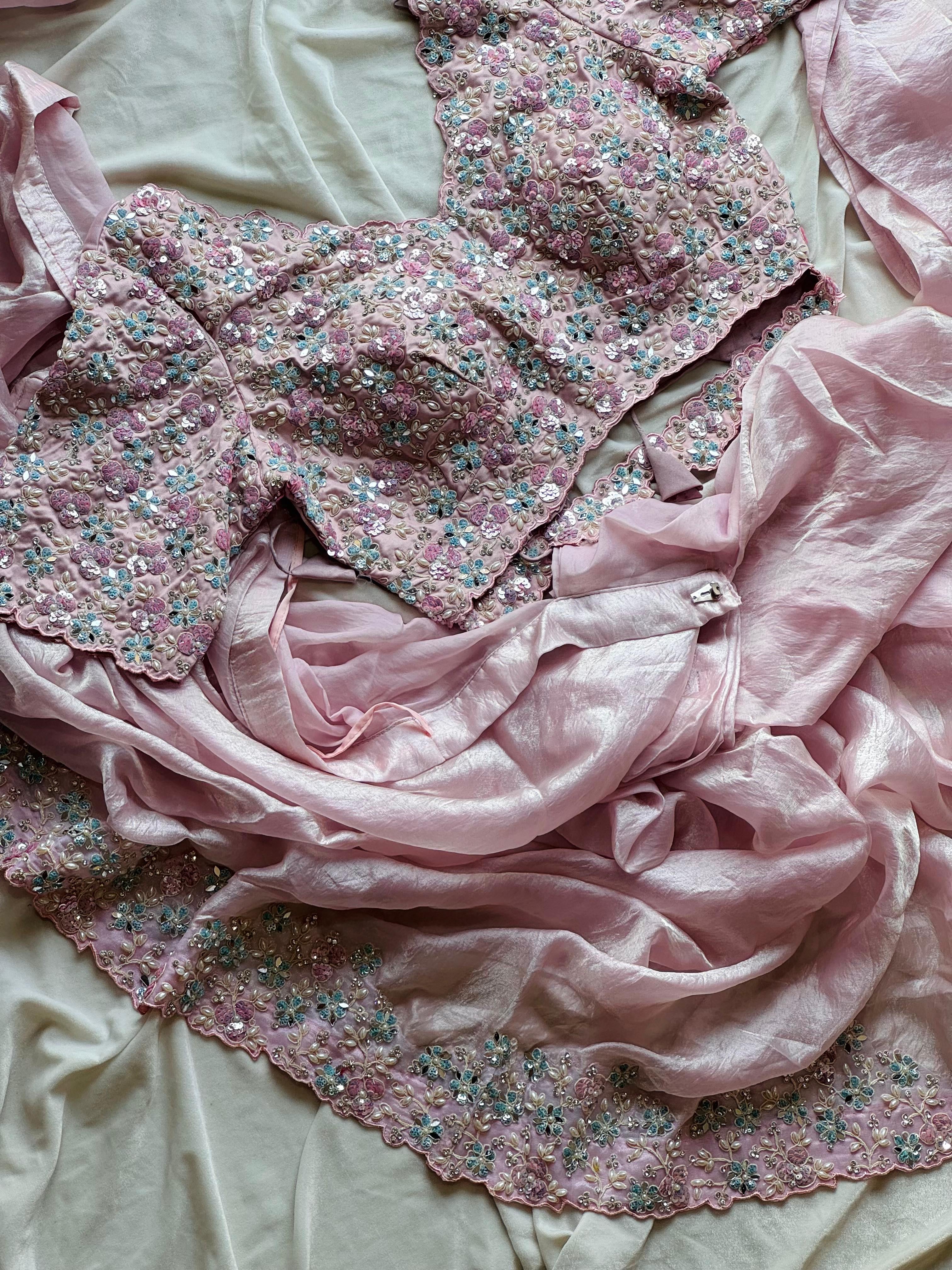 Pinki - Blush Pink Ready-to-Wear Minute Saree