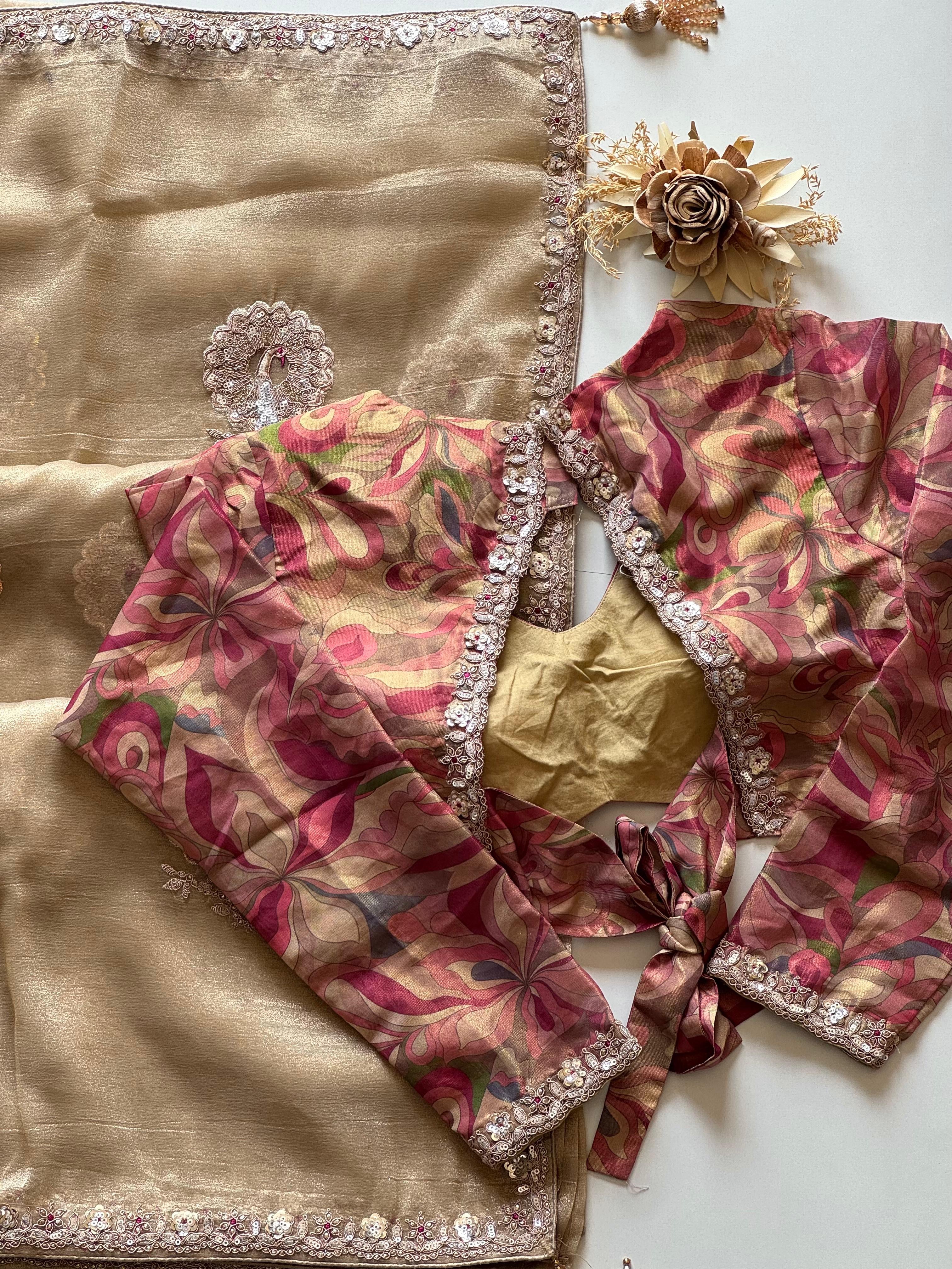 Sandy - Premium Crunchy Tissue Silk Saree
