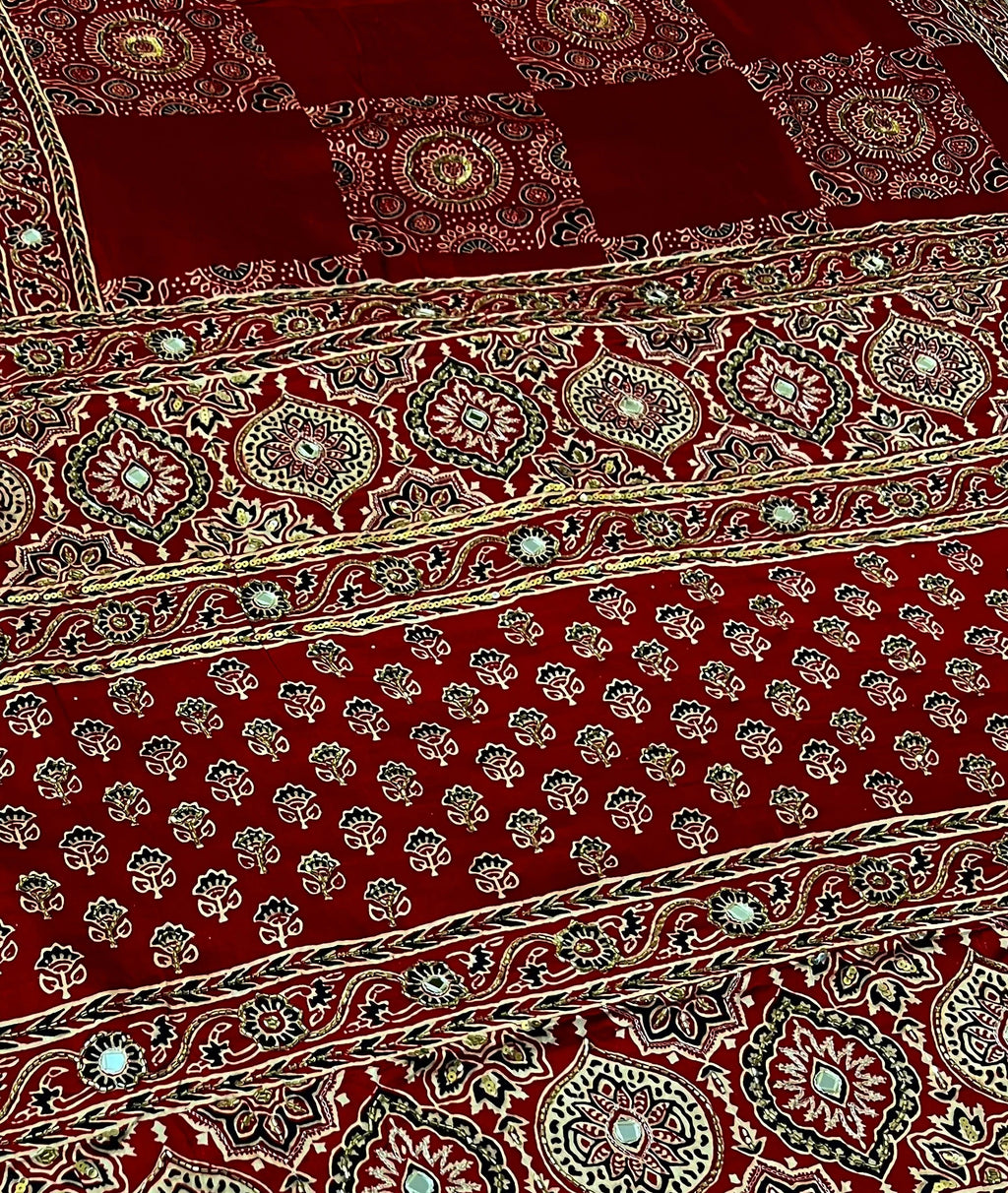 Jumka | Handcrafted Ajrakh Couture Saree [Ready to Dispatch]