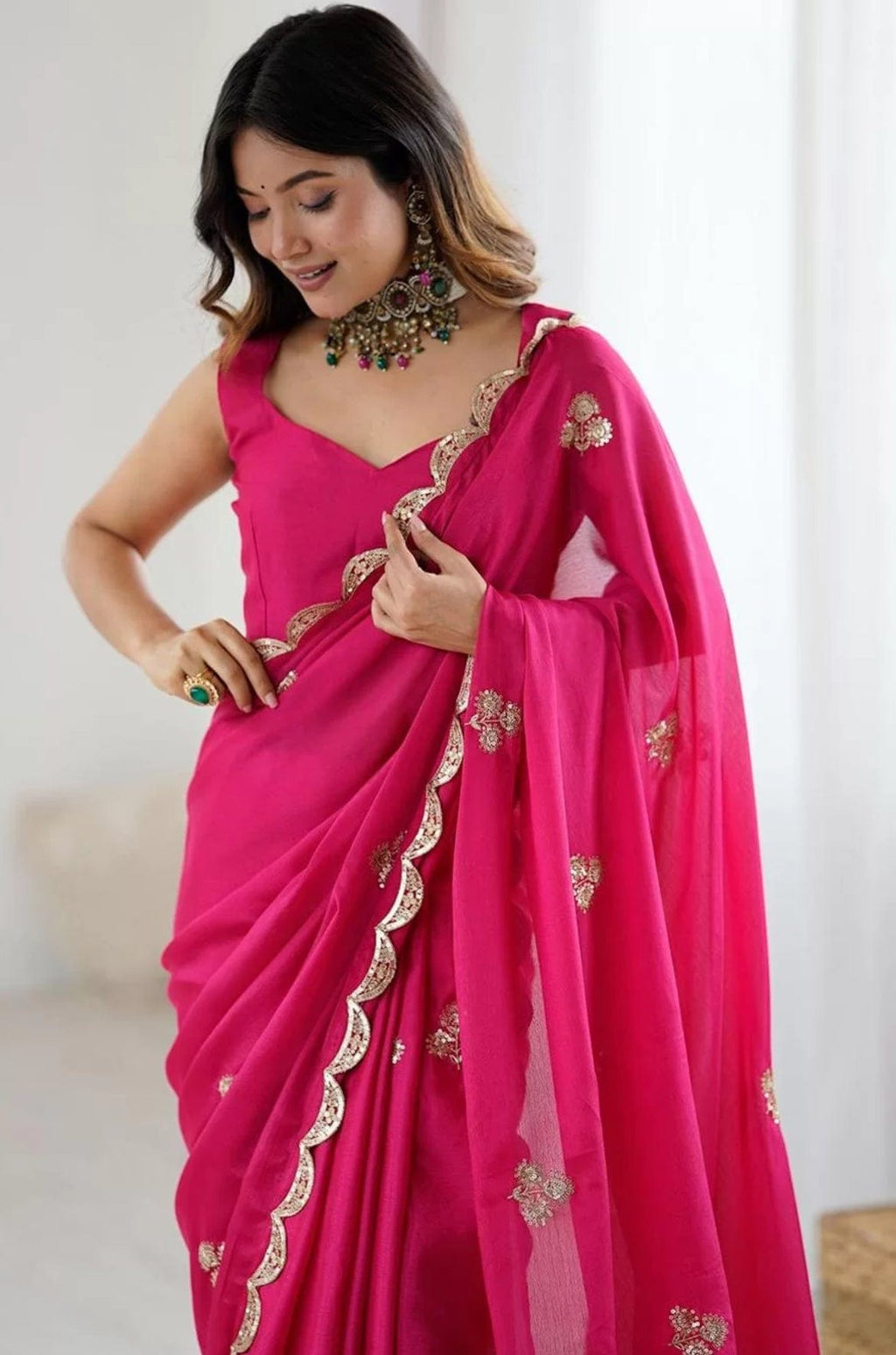Arti - Soft Chiffon Sequins Saree
