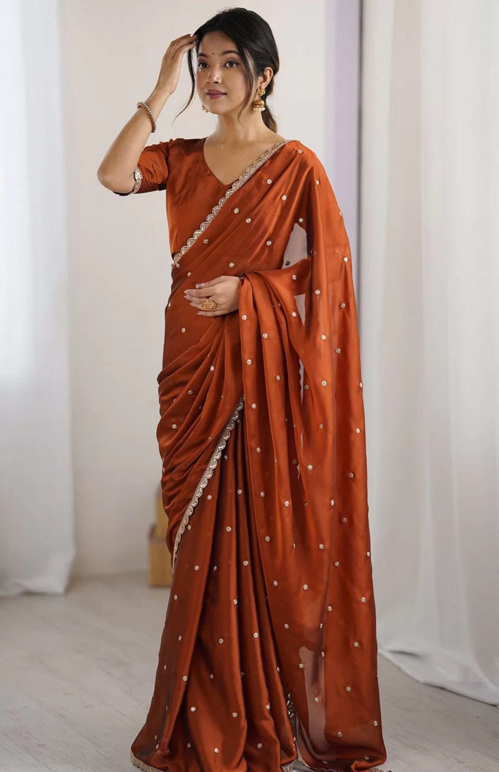 Arti - Georgette Blend Saree with Embellishments