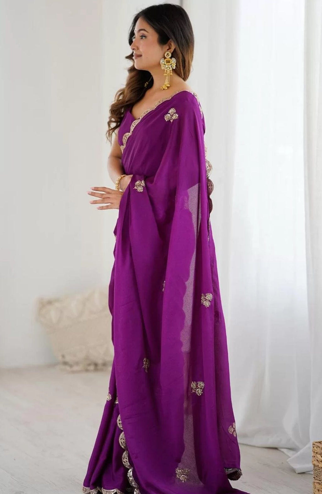 Arti - Soft Chiffon Sequins Saree
