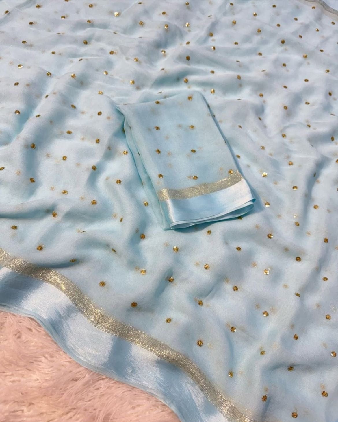 Zia Viscose Georgette Butti Sequin Saree