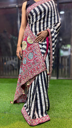 Atulya - Pure Crepe Handwork Designer Saree