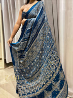 Yalina | Handcrafted Ajrakh Couture Saree