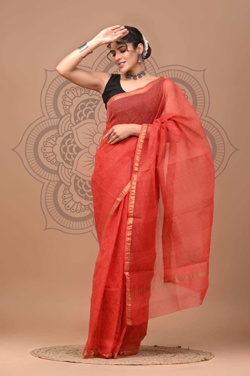 Misha - Hand Block Printed Kota Cotton Sarees